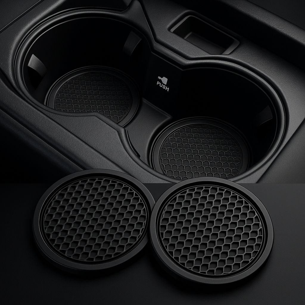 Black Car Auto Cup Holder Anti Slip Insert Coasters (2pcs)