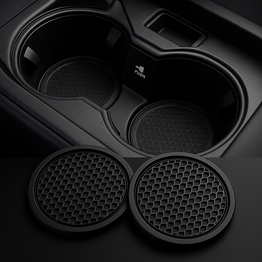 Black Car Auto Cup Holder Anti Slip Insert Coasters (2pcs)