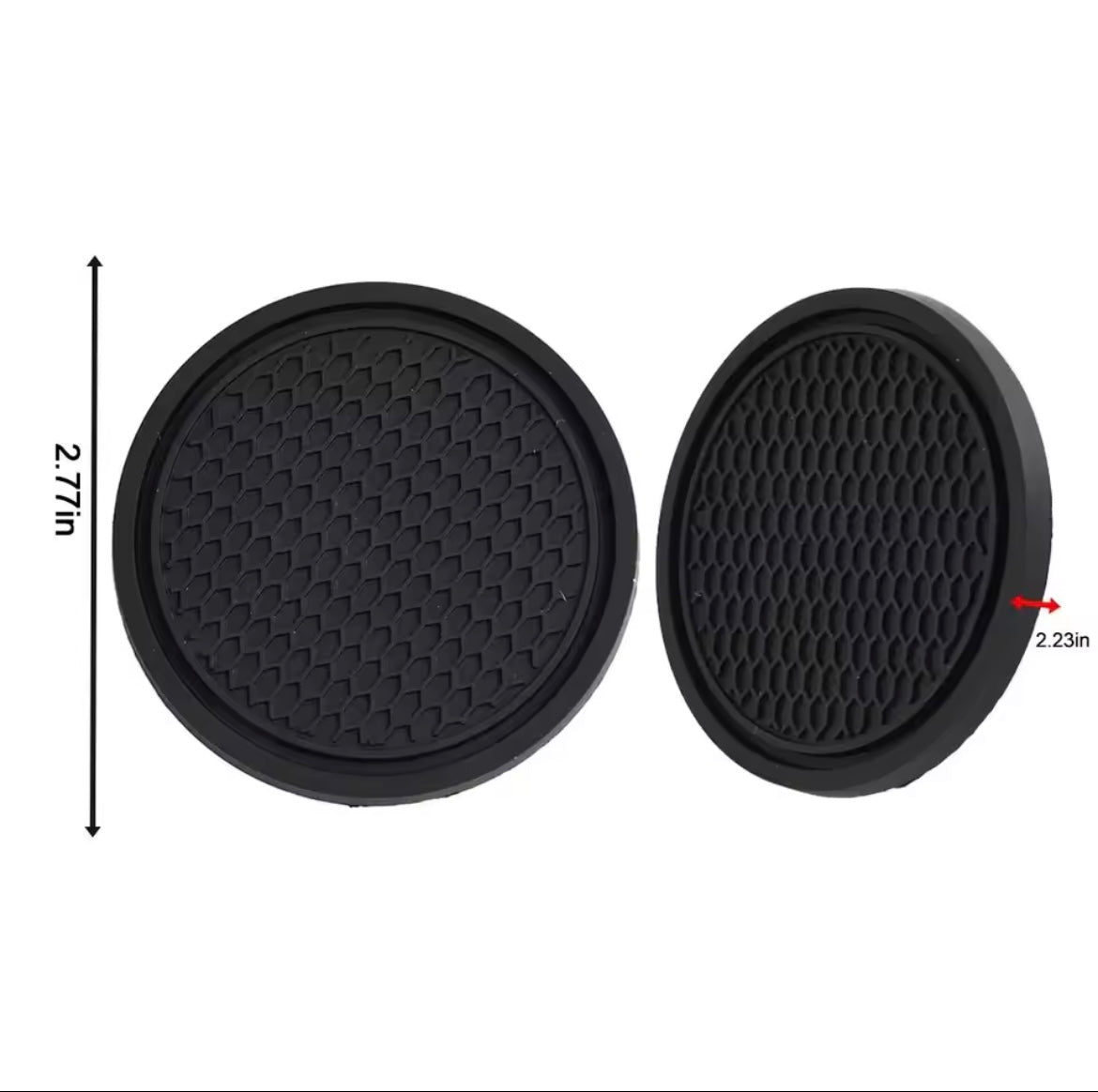 Black Car Auto Cup Holder Anti Slip Insert Coasters (2pcs)