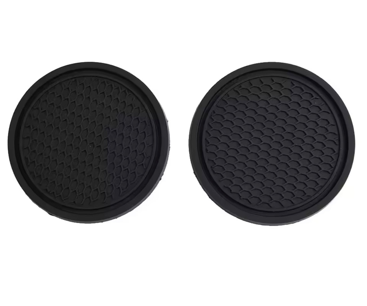 Black Car Auto Cup Holder Anti Slip Insert Coasters (2pcs)